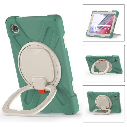 For Samsung Galaxy Tab A7 Lite T220 / T225 Silicone + PC Protective Case with Holder & Shoulder Strap(Emerald Green) by buy2fix