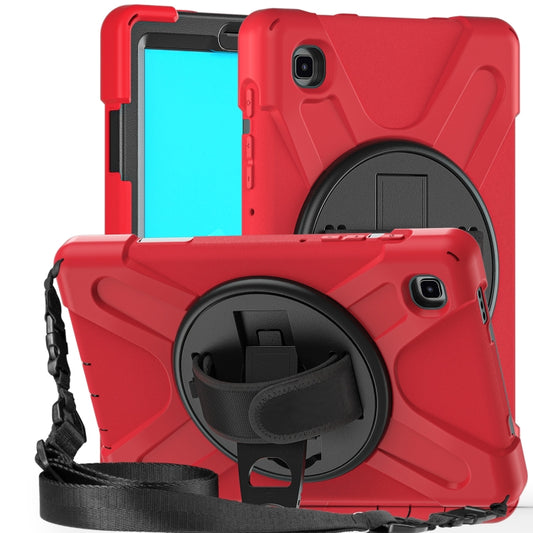 For Samsung Galaxy Tab A7 Lite T220 / T225 Silicone + PC Protective Case with Holder & Shoulder Strap(Red) by buy2fix