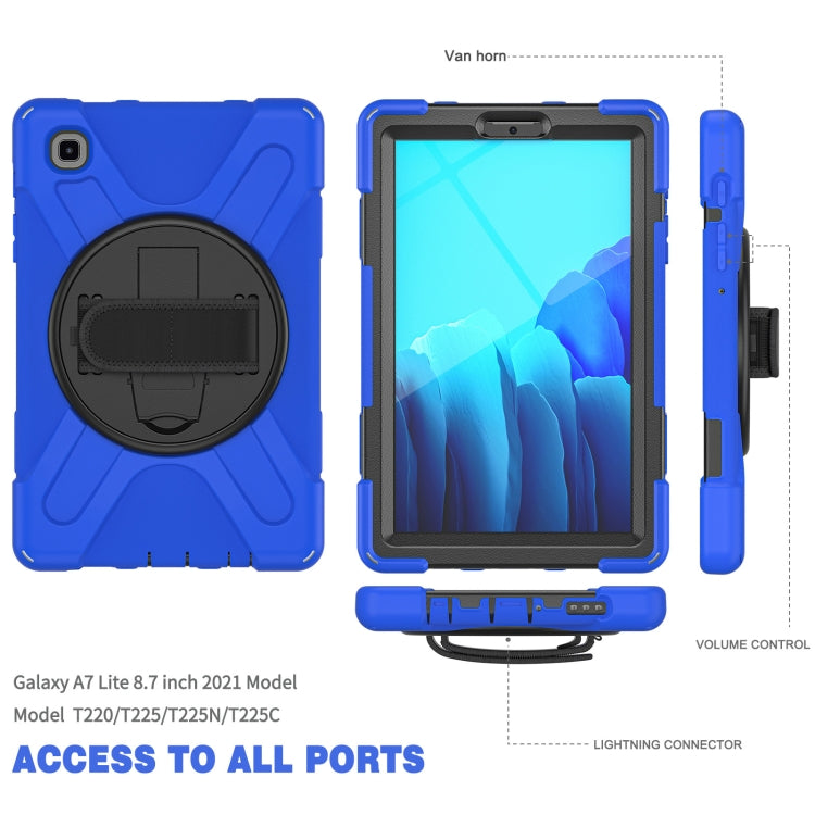 For Samsung Galaxy Tab A7 Lite T220 / T225 Silicone + PC Protective Case with Holder & Shoulder Strap(Blue) by buy2fix