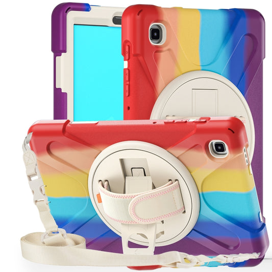 For Samsung Galaxy Tab A7 Lite T220 / T225 Silicone + PC Protective Case with Holder & Shoulder Strap(Colorful Red) by buy2fix