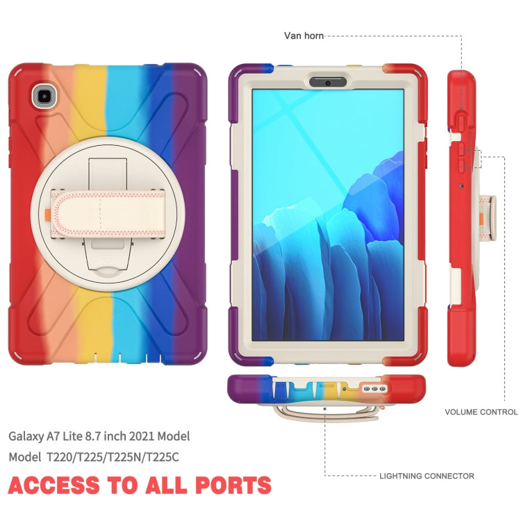 For Samsung Galaxy Tab A7 Lite T220 / T225 Silicone + PC Protective Case with Holder & Shoulder Strap(Colorful Red) by buy2fix