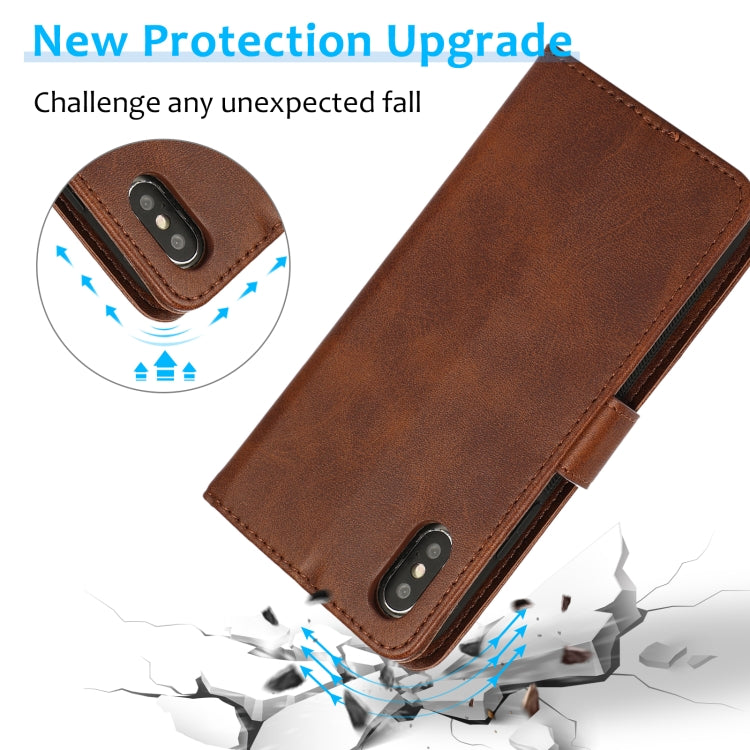For iPhone X / XS Calf Texture 2 in 1 Detachable Magnetic Back Cover Horizontal Flip Leather Case with Holder & Card Slots & Wallet & Photo Frame(Brown) by buy2fix