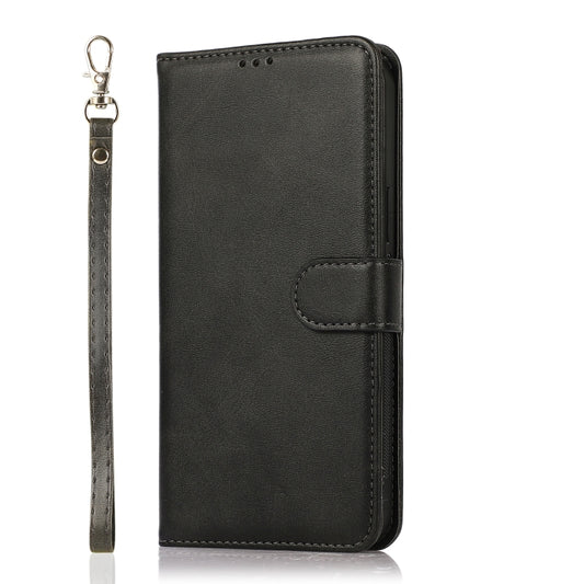For iPhone 12 / 12 Pro Calf Texture 2 in 1 Detachable Magnetic Back Cover Horizontal Flip Leather Case with Holder & Card Slots & Wallet & Photo Frame(Black) by buy2fix