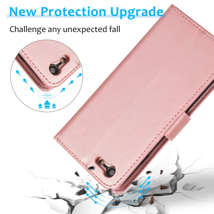 For iPhone SE 2022 / SE 2020 / 8 / 7 Calf Texture 2 in 1 Detachable Magnetic Back Cover Horizontal Flip Leather Case with Holder & Card Slots & Wallet & Photo Frame(Rose Gold) by buy2fix