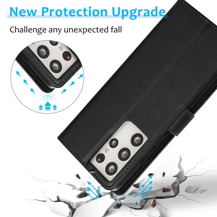For Samsung Galaxy S21 Ultra 5G Calf Texture 2 in 1 Detachable Magnetic Back Cover Horizontal Flip Leather Case with Holder & Card Slots & Wallet & Photo Frame(Black) by buy2fix