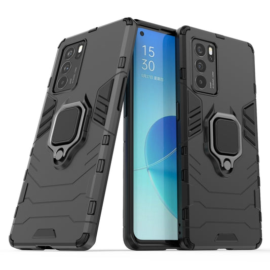 For OPPO Reno6 Pro 5G Shockproof PC + TPU Protective Case with Magnetic Ring Holder(Black) by buy2fix