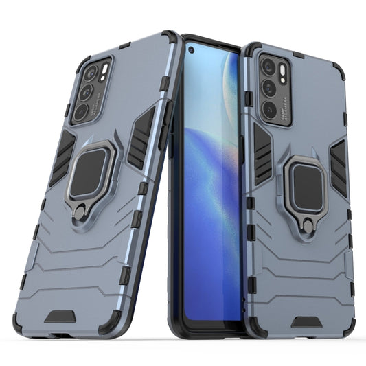 For OPPO Reno6 5G Shockproof PC + TPU Protective Case with Magnetic Ring Holder(Navy Blue) by buy2fix