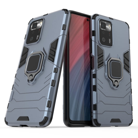 For Xiaomi Redmi Note 10 Pro 5G Shockproof PC + TPU Protective Case with Magnetic Ring Holder(Navy Blue) by buy2fix