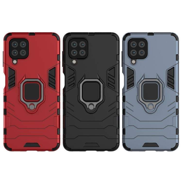 For Samsung Galaxy A22 4G Shockproof PC + TPU Protective Case with Magnetic Ring Holder(Navy Blue) by buy2fix