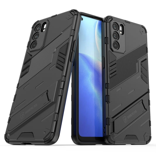 For OPPO Reno6 5G Punk Armor 2 in 1 PC + TPU Shockproof Case with Invisible Holder(Black) by buy2fix