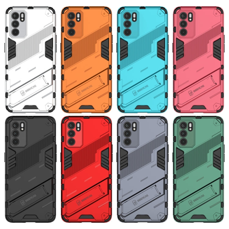 For OPPO Reno6 5G Punk Armor 2 in 1 PC + TPU Shockproof Case with Invisible Holder(Black) by buy2fix