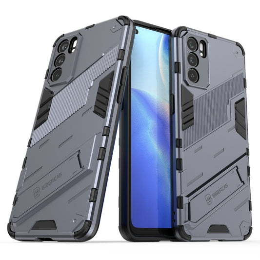 For OPPO Reno6 5G Punk Armor 2 in 1 PC + TPU Shockproof Case with Invisible Holder(Grey) by buy2fix