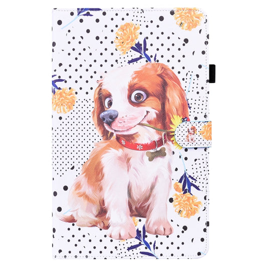 For Amazon Fire HD 10 2019 Animal Pattern Horizontal Flip Leather Case with Holder & Card Slots & Photo Frame & Sleep / Wake-up Function(Little Flower dog) by buy2fix