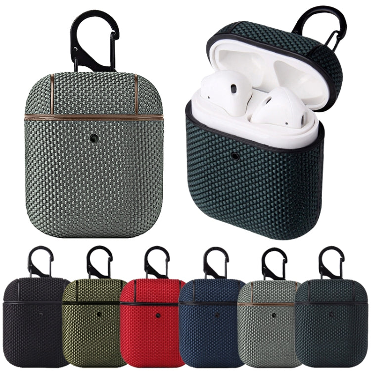 Business Cloth Earphone Protective Case with Hook For AirPods 1 / 2(Blue) by buy2fix