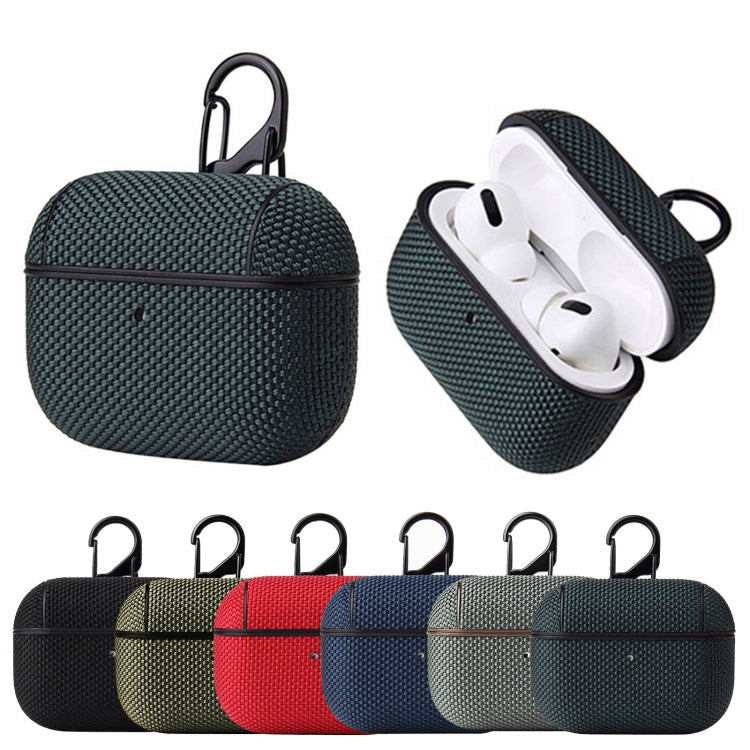 Business Cloth Earphone Protective Case with Hook For AirPods Pro(Dark Green) by buy2fix