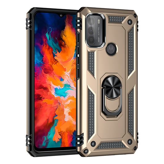 For Motorola Moto G50 Shockproof TPU + PC Protective Case with 360 Degree Rotating Holder(Gold) by buy2fix