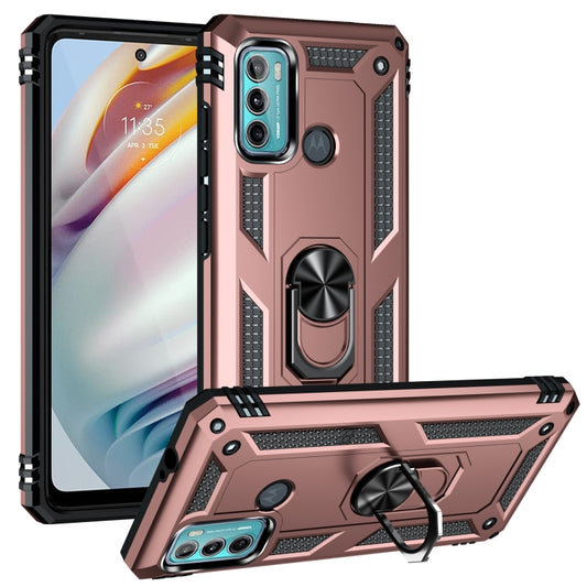 For Motorola Moto G60 / G40 Fusion Shockproof TPU + PC Protective Case with 360 Degree Rotating Holder(Rose Gold) by buy2fix