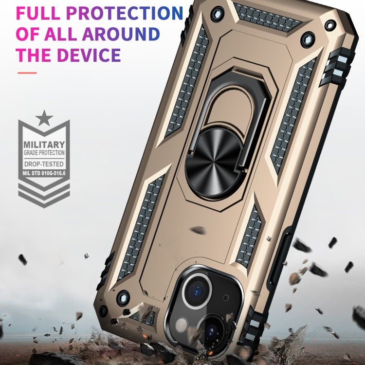For iPhone 13 mini Shockproof TPU + PC Protective Case with 360 Degree Rotating Holder (Gold) by buy2fix
