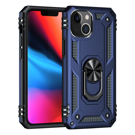 For iPhone 13 mini Shockproof TPU + PC Protective Case with 360 Degree Rotating Holder (Blue) by buy2fix