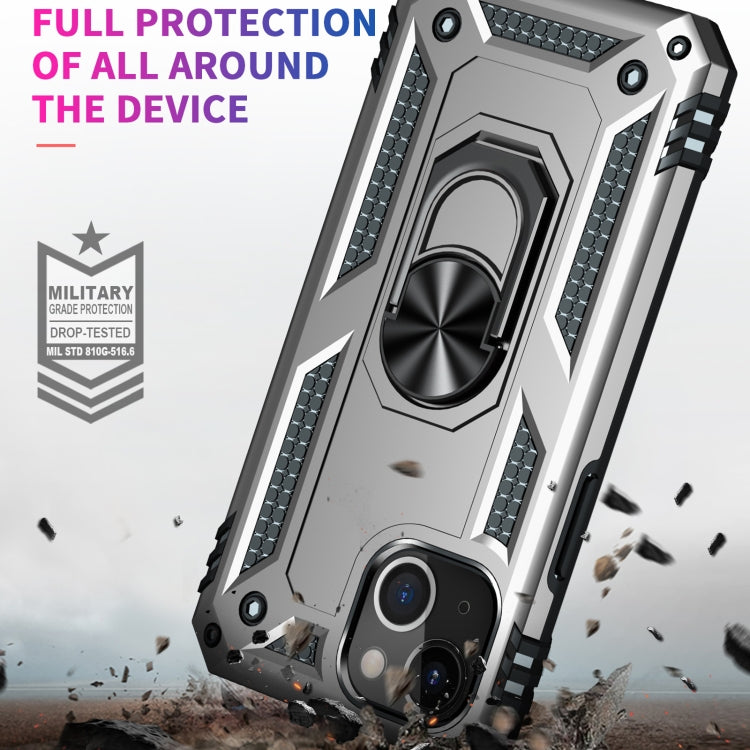 For iPhone 13 mini Shockproof TPU + PC Protective Case with 360 Degree Rotating Holder (Silver) by buy2fix