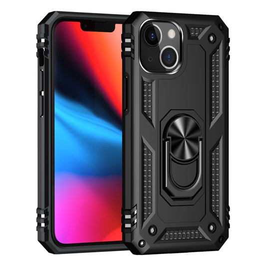 For iPhone 13 Shockproof TPU + PC Protective Case with 360 Degree Rotating Holder(Black) by buy2fix