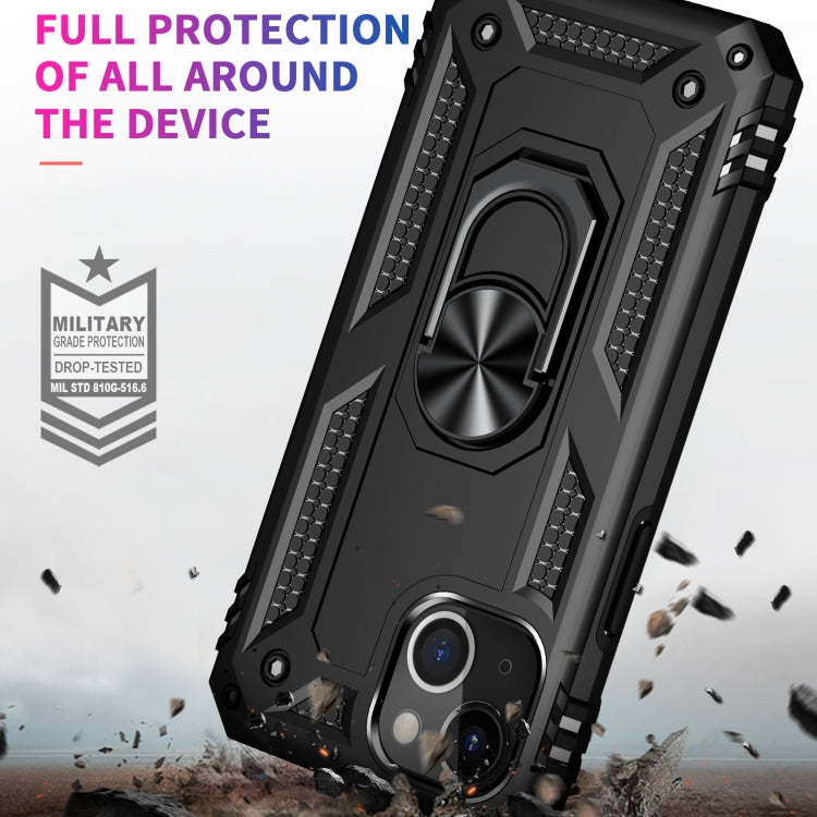 For iPhone 13 Shockproof TPU + PC Protective Case with 360 Degree Rotating Holder(Black) by buy2fix