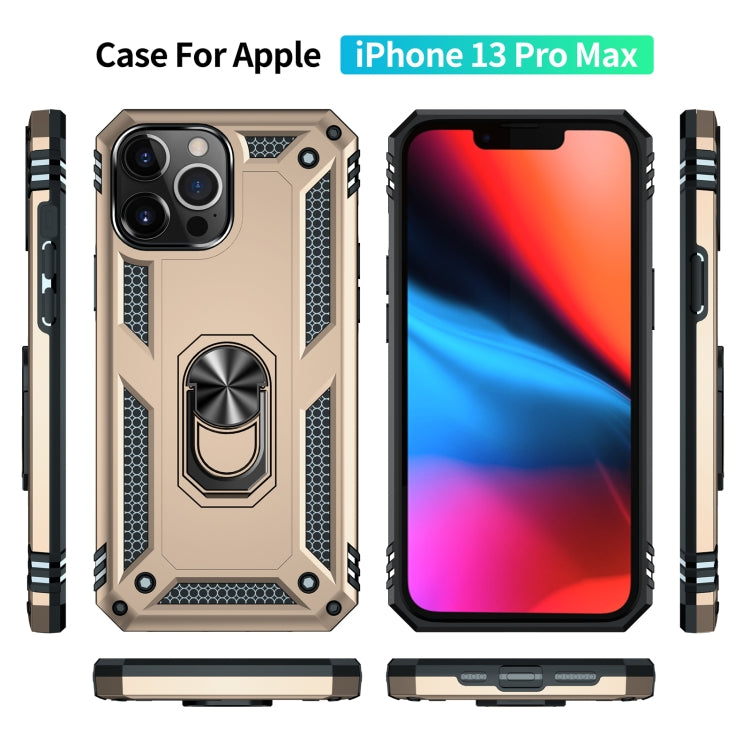 For iPhone 13 Pro Max Shockproof TPU + PC Protective Case with 360 Degree Rotating Holder (Gold) by buy2fix