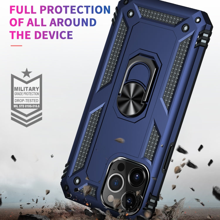For iPhone 13 Pro Max Shockproof TPU + PC Protective Case with 360 Degree Rotating Holder (Blue) by buy2fix