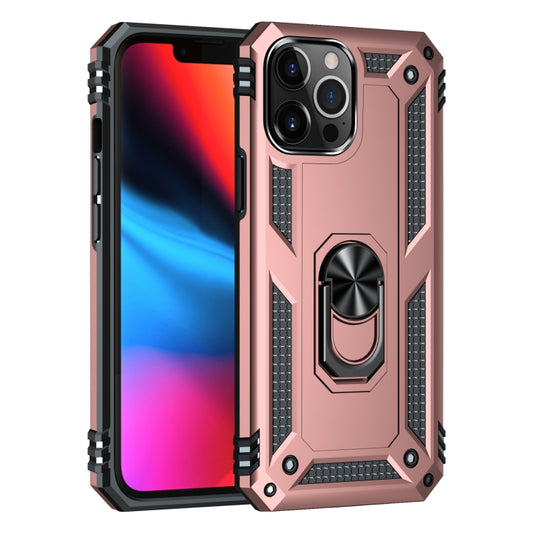 For iPhone 13 Pro Max Shockproof TPU + PC Protective Case with 360 Degree Rotating Holder (Rose Gold) by buy2fix