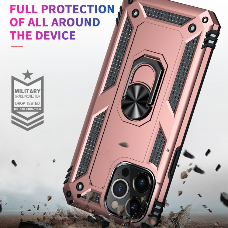 For iPhone 13 Pro Max Shockproof TPU + PC Protective Case with 360 Degree Rotating Holder (Rose Gold) by buy2fix