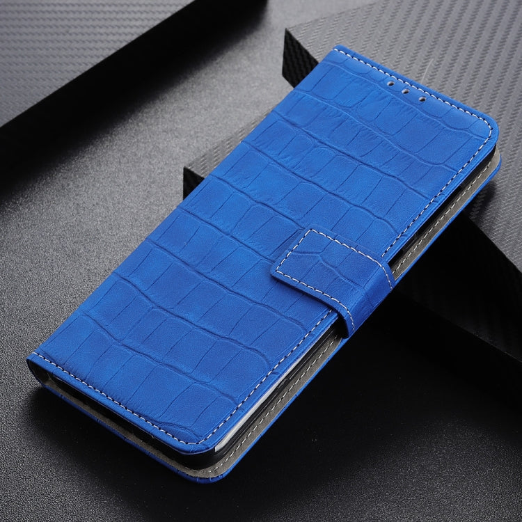For OPPO Reno6 5G Crocodile Texture Horizontal Flip Leather Case with Holder & Card Slots & Wallet(Blue) by buy2fix