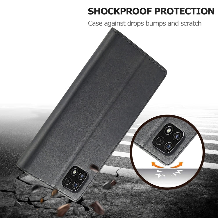 For Samsung Galaxy A22 5G LC.IMEEKE Calf Texture Horizontal Flip Leather Case with Holder & Card Slots & Wallet(Black) by LC.IMEEKE