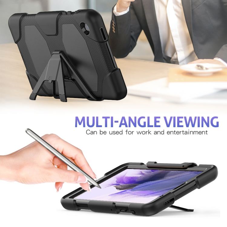 For Samsung Galaxy A7 Lite 8.7 2021 T220 / T225 Shockproof Colorful Silicon + PC Protective Case with Holder & Pen Slot(Black) by buy2fix