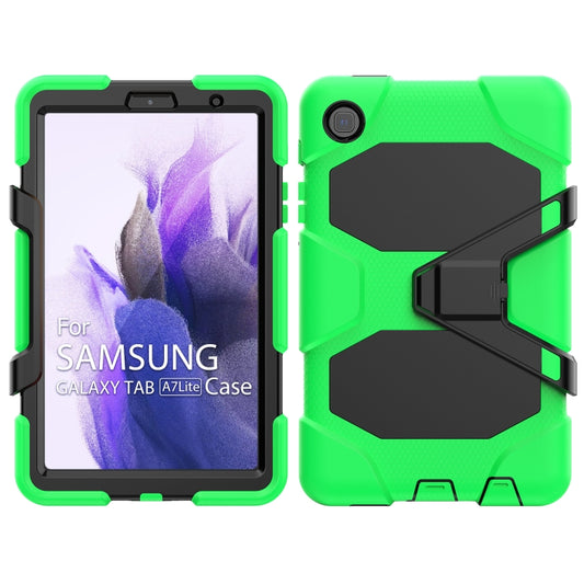 For Samsung Galaxy A7 Lite 8.7 2021 T220 / T225 Shockproof Colorful Silicon + PC Protective Case with Holder & Pen Slot(Green) by buy2fix