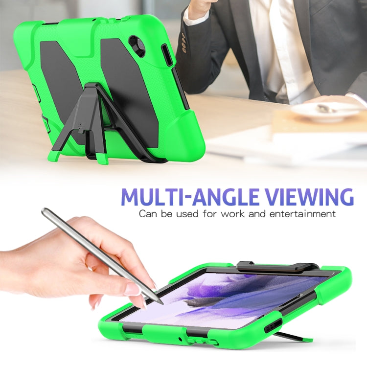 For Samsung Galaxy A7 Lite 8.7 2021 T220 / T225 Shockproof Colorful Silicon + PC Protective Case with Holder & Pen Slot(Green) by buy2fix