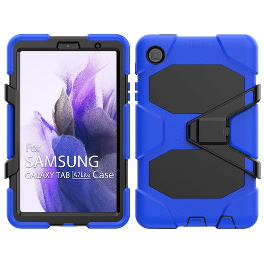 For Samsung Galaxy A7 Lite 8.7 2021 T220 / T225 Shockproof Colorful Silicon + PC Protective Case with Holder & Pen Slot(Blue) by buy2fix