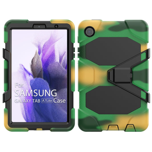 For Samsung Galaxy A7 Lite 8.7 2021 T220 / T225 Shockproof Colorful Silicon + PC Protective Case with Holder & Pen Slot(Camouflage) by buy2fix