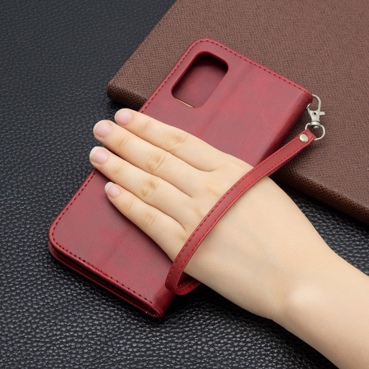 For Xiaomi Poco M3 Pro / Redmi Note 10 5G Retro Lambskin Texture Pure Color Horizontal Flip PU Leather Case with Holder & Card Slots & Wallet & Lanyard(Red) by buy2fix