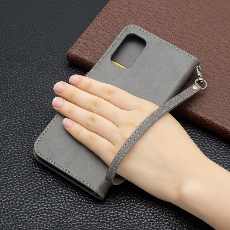 For Xiaomi Poco M3 Pro / Redmi Note 10 5G Retro Lambskin Texture Pure Color Horizontal Flip PU Leather Case with Holder & Card Slots & Wallet & Lanyard(Grey) by buy2fix