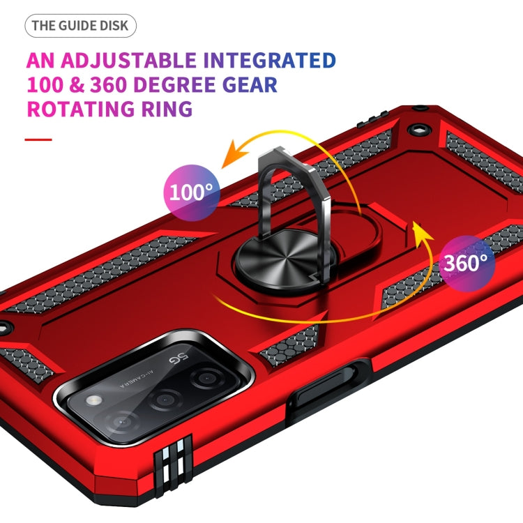 For OPPO A55 5G Shockproof TPU + PC Protective Case with 360 Degree Rotating Holder(Red) by buy2fix