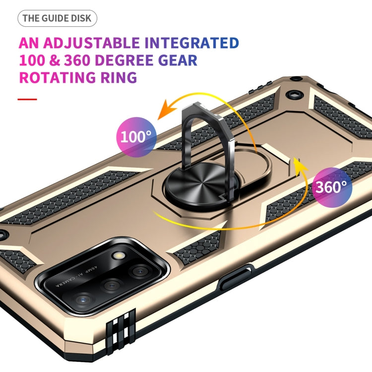For OPPO A74 4G / F19 Shockproof TPU + PC Protective Case with 360 Degree Rotating Holder(Gold) by buy2fix