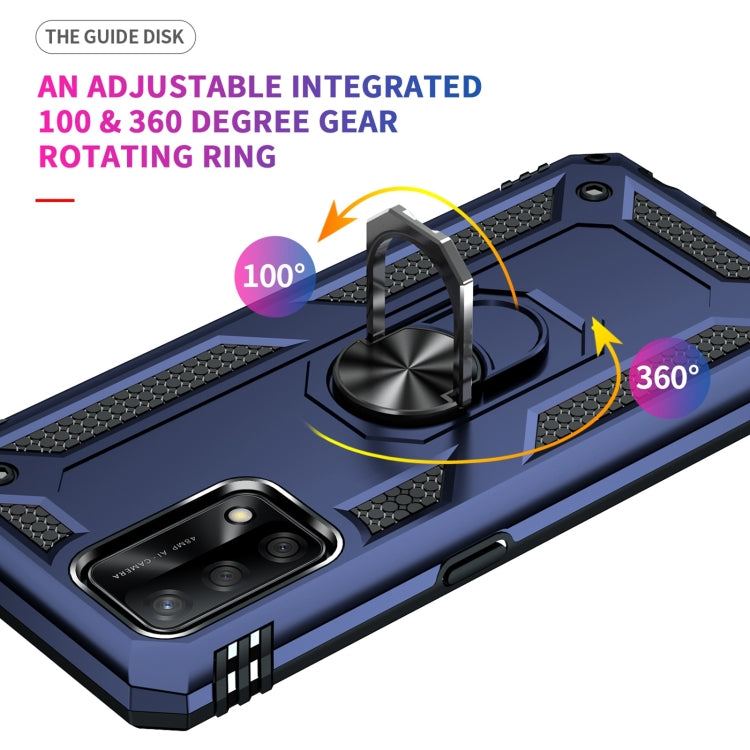 For OPPO A74 4G / F19 Shockproof TPU + PC Protective Case with 360 Degree Rotating Holder(Blue) by buy2fix