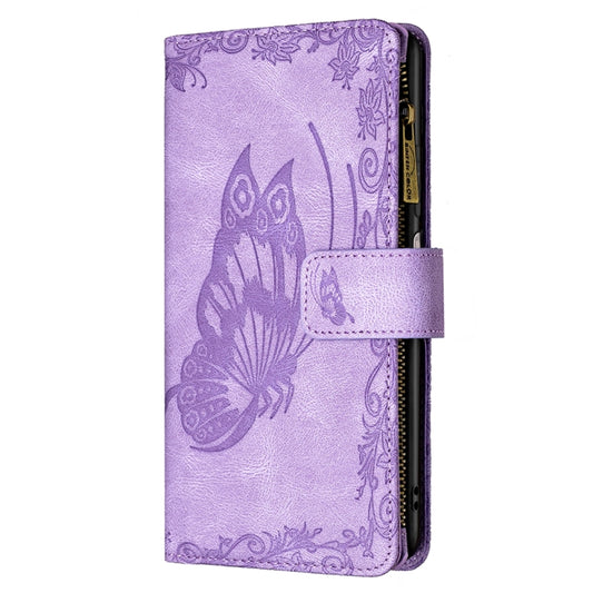 For Xiaomi Mi 11 Lite Flying Butterfly Embossing Pattern Zipper Horizontal Flip Leather Case with Holder & Card Slots & Wallet(Purple) by buy2fix