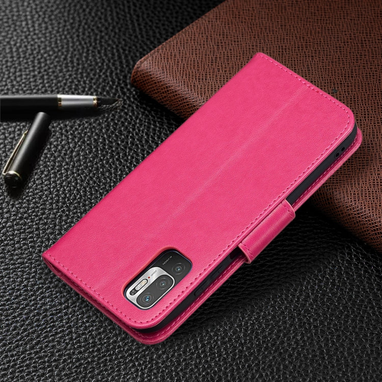 For Xiaomi Poco M3 Pro / Redmi Note 10 5G Embossing Two Butterflies Pattern Horizontal Flip PU Leather Case with Holder & Card Slot & Wallet & Lanyard(Rose Red) by buy2fix