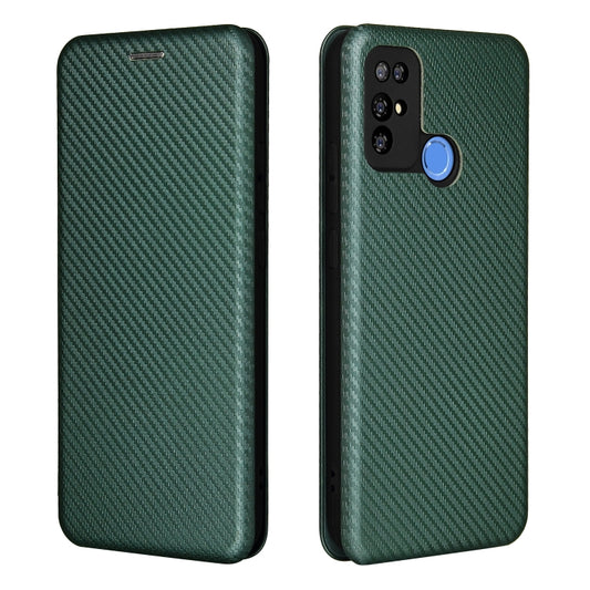 For Doogee X96 Pro Carbon Fiber Texture Horizontal Flip TPU + PC + PU Leather Case with Card Slot(Green) by buy2fix
