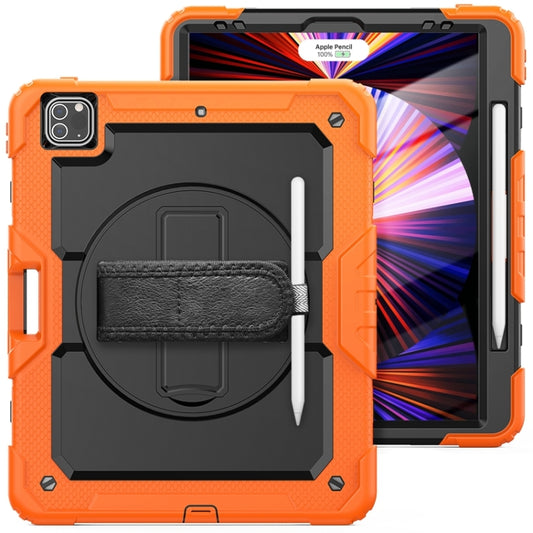 For iPad Pro 12.9 2022 / 2021 / 2020 / 2018 Shockproof Colorful Silicone + PC Protective Tablet Case with Holder & Shoulder Strap & Hand Strap & Pen Slot(Orange Silicone) by buy2fix