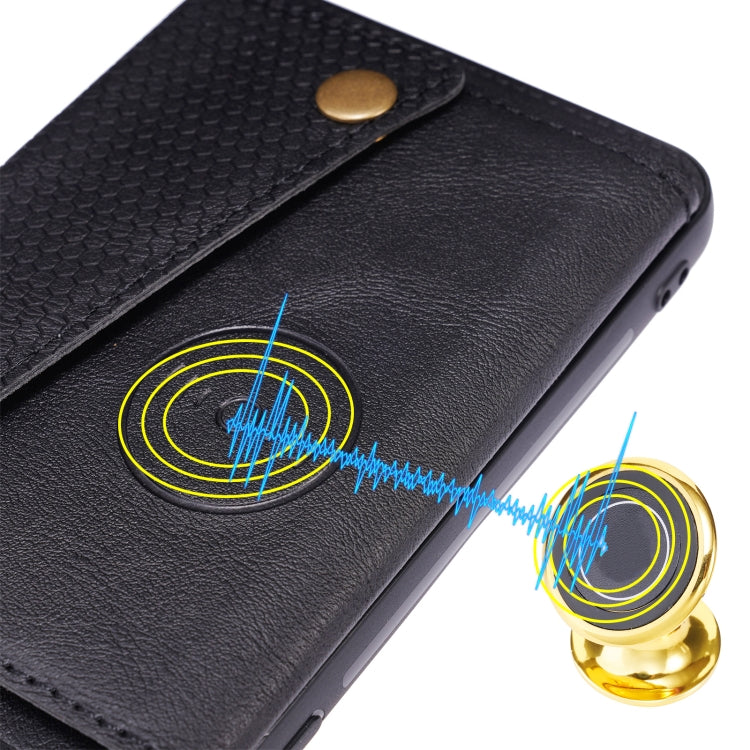 For Huawei P50 Double Buckle PU + TPU Shockproof Magnetic Protective Case with Card Slot & Holder(Black) by buy2fix