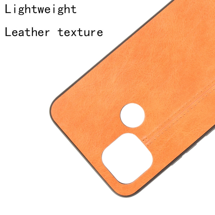 For OPPO Realme C21 Shockproof Sewing Cow Pattern Skin PC + PU + TPU Case(Orange) by buy2fix