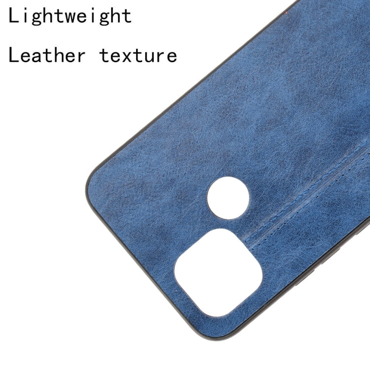 For OPPO Realme C21 Shockproof Sewing Cow Pattern Skin PC + PU + TPU Case(Blue) by buy2fix