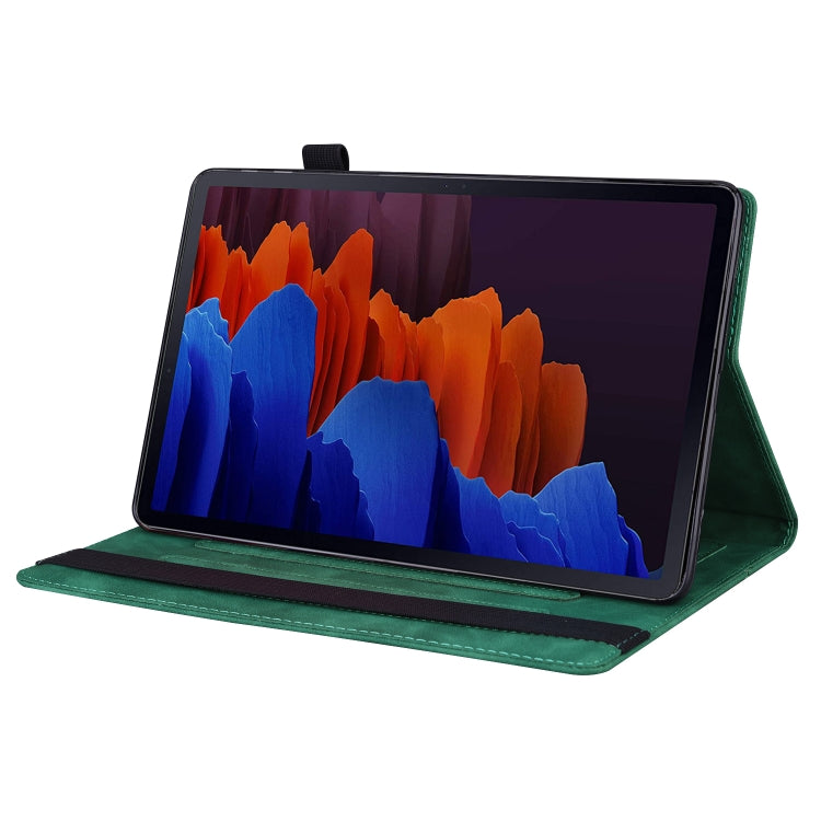 For Samsung Galaxy Tab S8 / Galaxy Tab S7 2020 SM-T870 / SM-T875 Business Shockproof Horizontal Flip Leather Case with Holder & Card Slots & Photo Frame & Pen Slot & Sleep / Wake-up Function(Green) by buy2fix